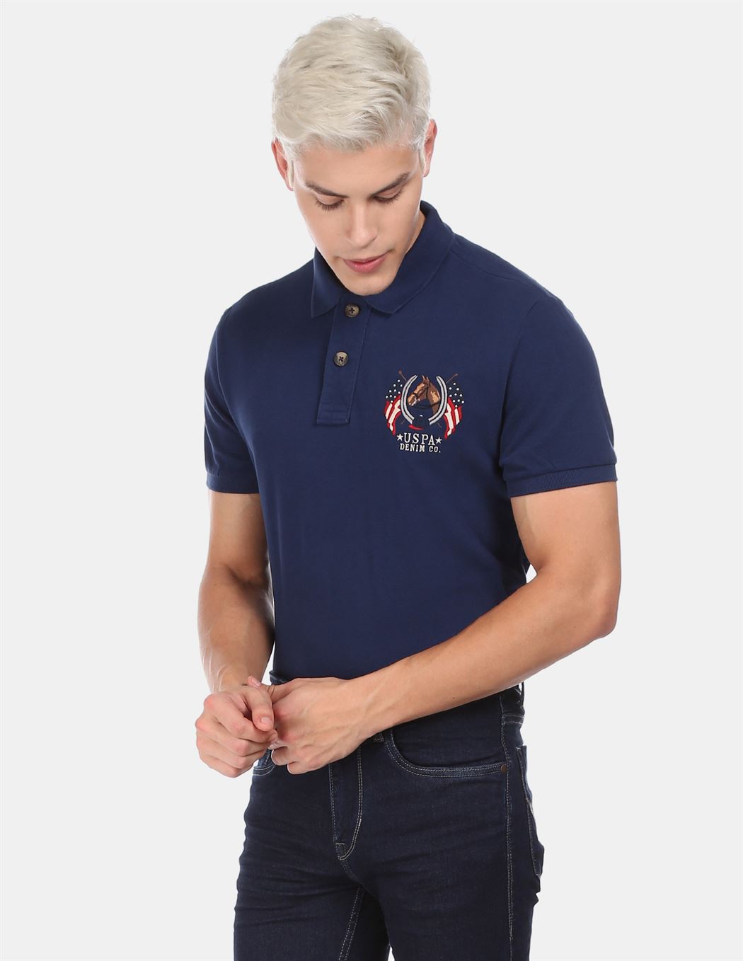 U.S.Polo Assn. Men Casual Wear Dark Blue T-Shirt